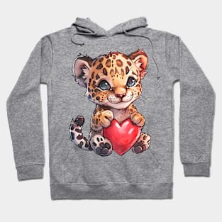 Valentine Jaguar Holding Heart Hoodie